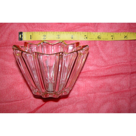 MIKASA STARION GOLD Candle Holder 3" Clear Glass Star Shape - Picture 1 of 3